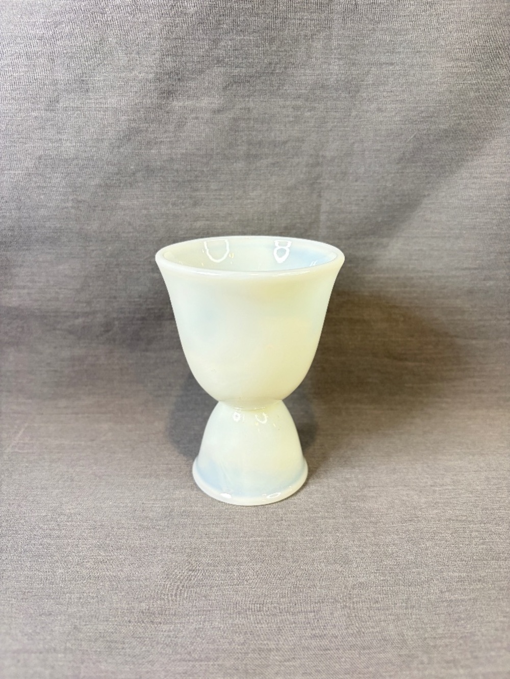 Vintage Milk Glass Double Ended Egg Cup Translucent Ring Of Fire 4.25"